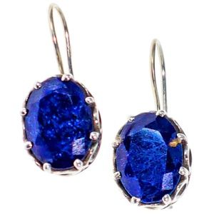 Scrollwork & Lapis Lazuli Gemstone Earrings